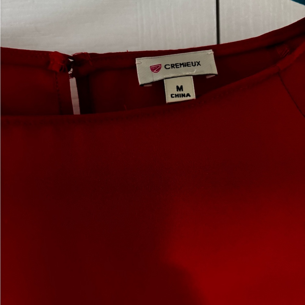 Red Tiered Ruffle-Sleeve Blouse - Picture 2 of 5